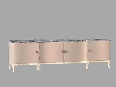 Modern Light Colored TV Stand With Sleek Cabinet Doors And Stylish Legs 3d model