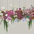 Wall Mounted Floral Installation With Wooden Board And Mixed Colors Flowers Green Foliage Hanging