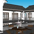 Traditional Ancient Chinese Architecture With Circular Doorway Courtyard And Wooden Features