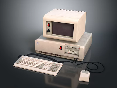 Classic Vintage Computer Setup Featuring Monitor Tower Keyboard And Mouse 3d model