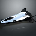 Futuristic Silver White Streamlined Spacecraft With Black Tail And Grille Design