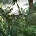 Scenic Mountain Landscape With Ferns In Foreground Lush Greenery And Village Below