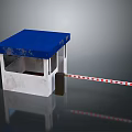 Security Booth With Blue Roof And Red White Striped Entry Barrier