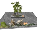 Modern landscape sketch interior landscaping small tree moss stone 3d model