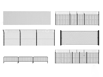 Modern barbed wire railing fence fence fence gran fence protective net iron railing anti-theft fence metal net 3d model