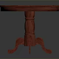 Red Oval Dining Table With Geometric Pattern Top And Carved Legs 3d model