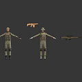 Detailed Military Action Figures In Uniform With Assault Rifle And Sniper Rifle