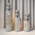 New Chinese Style Stone Column Xiangyun Hollow Column 3d model