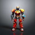 Colorful Mechanical Robot Character With Orange Yellow Armor And Blue Details
