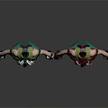 Futuristic Teal And Burgundy Fitted Costumes With Armor Like Details And Gloves