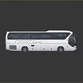 White Intercity Coach Bus With Large Windows Roof Vents And Side Mirrors