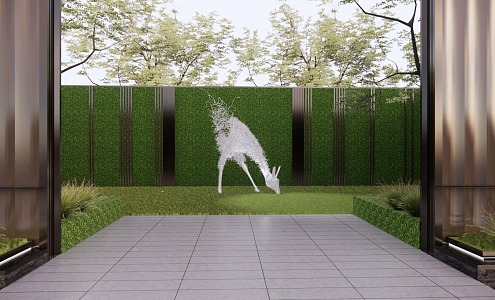 Modern City Sculpture Hollow Deer Sculpture Linear Sculpture 3d model