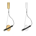 Modern Minimalist Pendant Lights With Gold And White Finish Circular Base And Black Hanging Rods