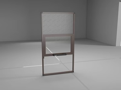 Modern Lattice Window with Metal Frame and Glass Panel in Minimalist Interior Space 3d model