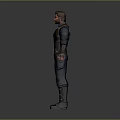 Game and Movie Character in Blue Combat Uniform With Brown Belt and Boots