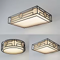 Elegant Ceiling Light With Geometric Frame And Circular Decorations For Modern Interiors 3d model