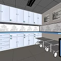 Modern Laboratory Interior With White Cabinets Drawers And Large Display Screens