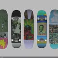 Assorted Skateboards Featuring Unique Artistic Designs And Colorful Graphics Collection