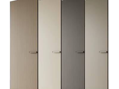Modern Flush Doors in Wood Gray Beige Tones with Sleek Metal Handles for Interior Design 3d model