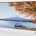 Sleek Ultra Slim Television with Stunning Autumn Lake Landscape Display and High Resolution Screen