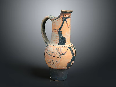 Hand Carved Ceramic Jug With Traditional Decorative Patterns And Textured Surface 3d model