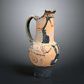 Hand Carved Ceramic Jug With Traditional Decorative Patterns And Textured Surface 3d model