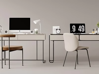 Modern Desk and Chair Simple Minimalist Desk and Chair Combination 3d model
