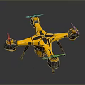 Modern Yellow Quadcopter Drone With Black Patterns And Landing Gear Design