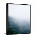 Misty Mountain Landscape Painting With Lush Green Forest And Morning Fog