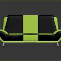 Modern Neon Green And Black Patchwork Sofa With Sleek Design And Comfortable Upholstery