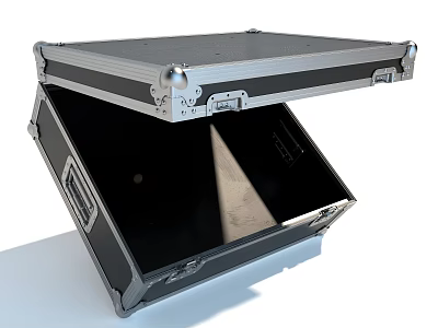 Open Aluminum Hard Case With Metal Latches Handle And Internal Structure 3d model