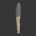 Gray Long Sleeve Crewneck Sweater with Beige Straight Leg Trousers Casual Outfit
