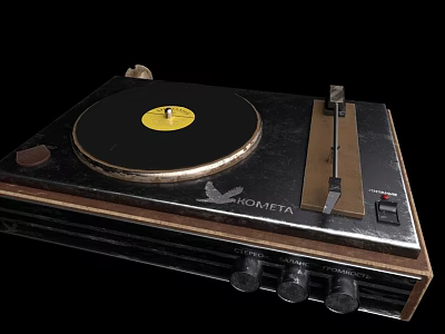 IONETA Headphone Speaker System With Vinyl Turntable Tonearm And Control Knobs 3d model