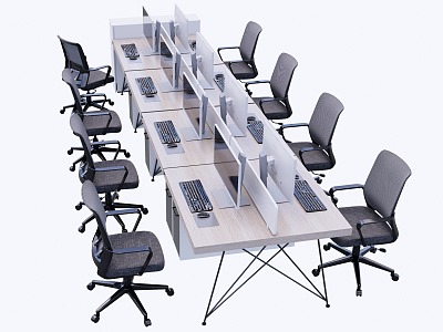 Modern Office Desk and Chair Computer Desk Staff Desk 3d model