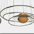Modern Planet Moon Chandelier With Hanging Rings And Luminous Moon Design
