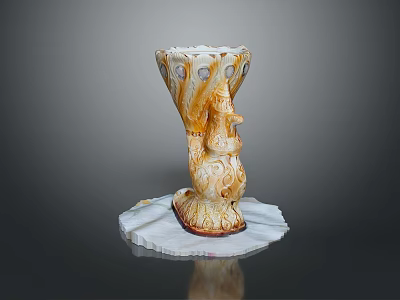 Decorative Home Living Accessory With Intricate Carved Patterns And Brown Base 3d model