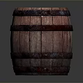 Reddish Brown Wooden Storage Barrel With Metal Hoops And Natural Wood Grain