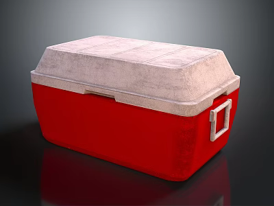 Red Hardware Toolbox With Light Colored Top And Secure Metal Latch 3d model