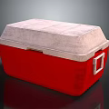 Red Hardware Toolbox With Light Colored Top And Secure Metal Latch 3d model