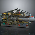 Industrial Processing Equipment With Metal Framework Cylindrical Vessel And Piping System Components