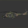 Military Helicopter With Camouflage Pattern Main Rotor Tail Rotor And Fuselage
