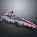 Futuristic Sci Fi Spaceship Design With Streamlined Grey Red Body And Thruster Components