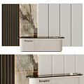 Modern Style Reception Desk With Marble Wall And Vertical Stripe Design Elements 3d model