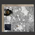 Urban Street Corner Scene With Brick Wall Street Lamp Trash Can Weeds And Stone Pavement