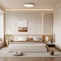 Modern Minimalist Bedroom Interior Design With Comfortable Bed And Decorative Wall Art