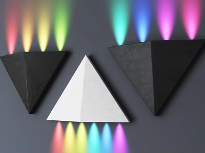 Modern Triangular Black and White Wall Lamps with Colorful Lighting Effects 3d model