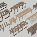 Multiple Wooden Pergola Models Featuring Various Architectural Designs And Structures