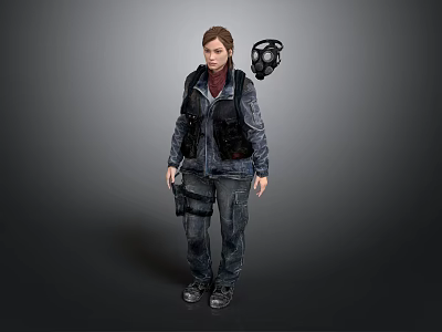 Adventurer Character With Gas Mask Gear Exploring Creature Infested Area 3d model