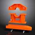 Three Separated Orange Industrial Mechanical Equipment Components With Holes And Bolts
