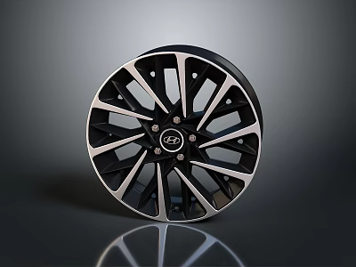 Automotive Tire Featuring Stylish Multi Spoke Black Silver Alloy Wheel Rim Design 3d model